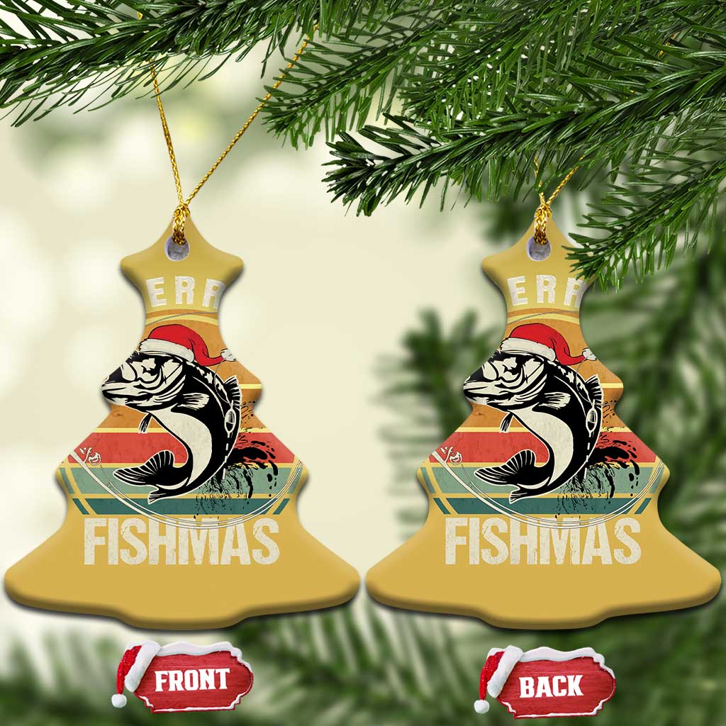 Funny Xmas Fishing Christmas Ornament Merry Fishmas Vintage Sunset Retro TS11