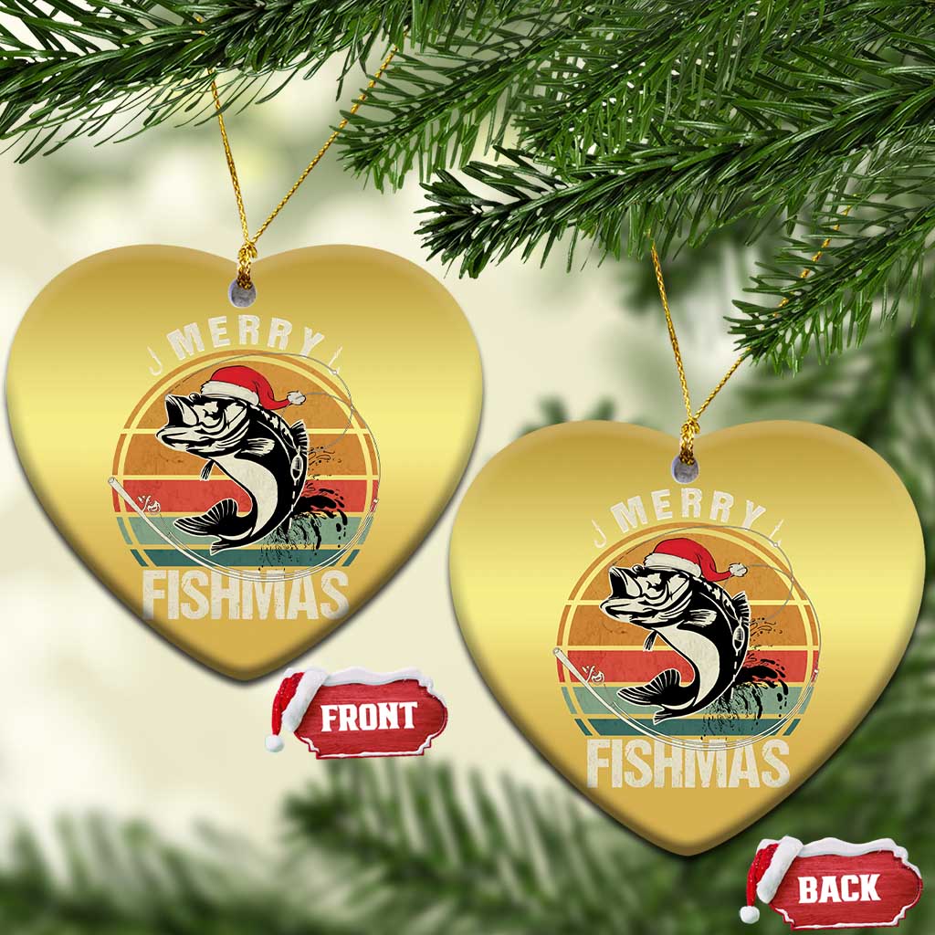 Funny Xmas Fishing Christmas Ornament Merry Fishmas Vintage Sunset Retro TS11