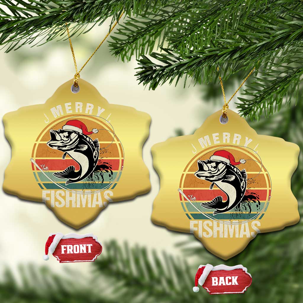 Funny Xmas Fishing Christmas Ornament Merry Fishmas Vintage Sunset Retro TS11