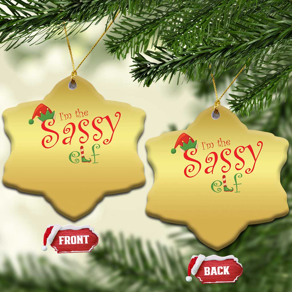 Funny Xmas Elf Christmas Ornament I'm The Sassy Elf Family Matching TS11