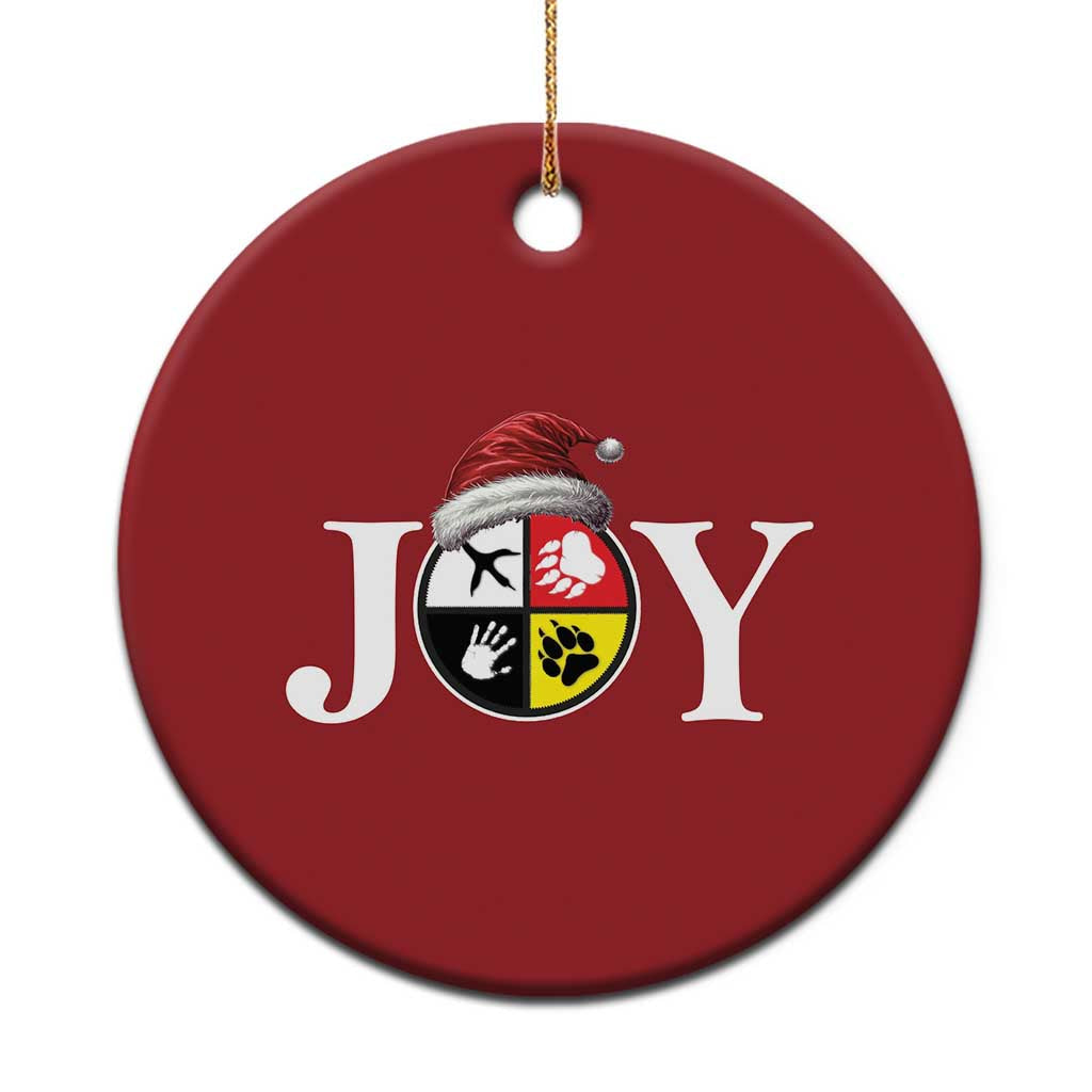 Xmas Native American Joy Medicine Wheel Santa Hat Christmas Ornament TS11