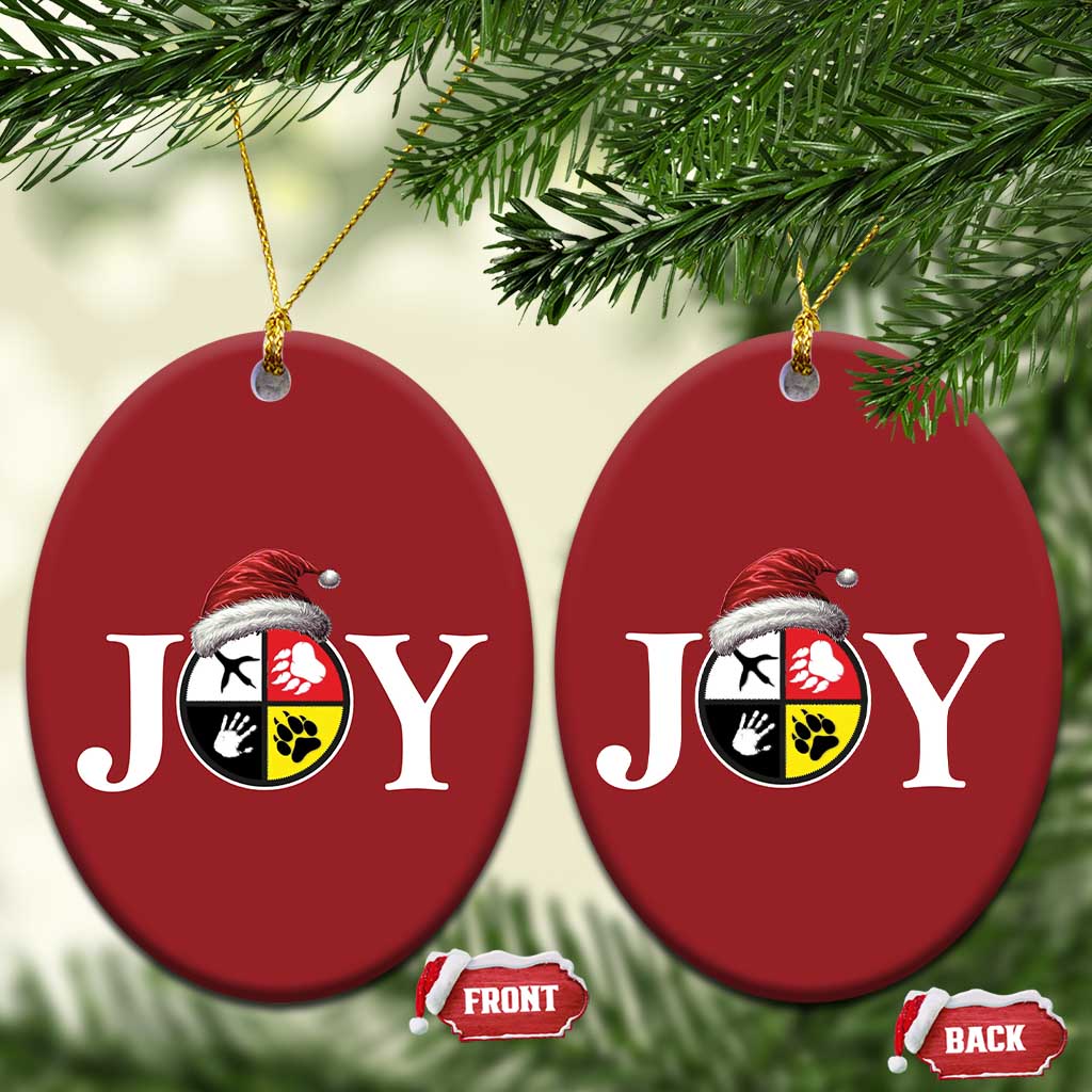 Xmas Native American Joy Medicine Wheel Santa Hat Christmas Ornament TS11