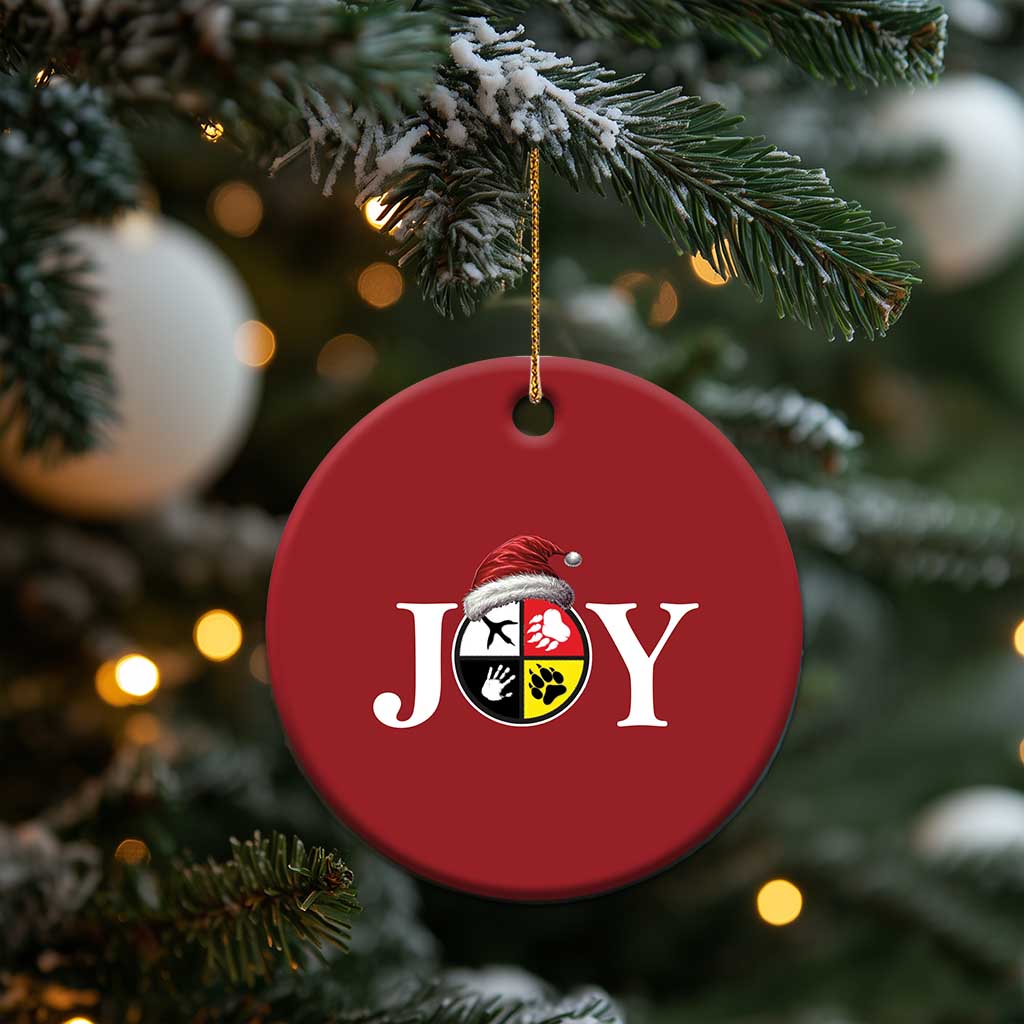 Xmas Native American Joy Medicine Wheel Santa Hat Christmas Ornament TS11