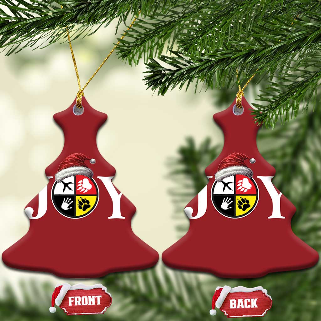 Xmas Native American Joy Medicine Wheel Santa Hat Christmas Ornament TS11