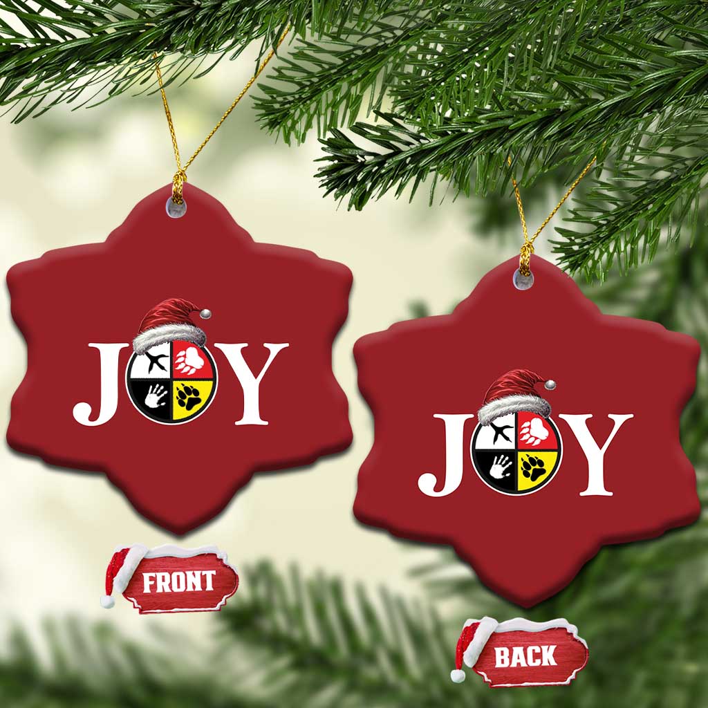 Xmas Native American Joy Medicine Wheel Santa Hat Christmas Ornament TS11