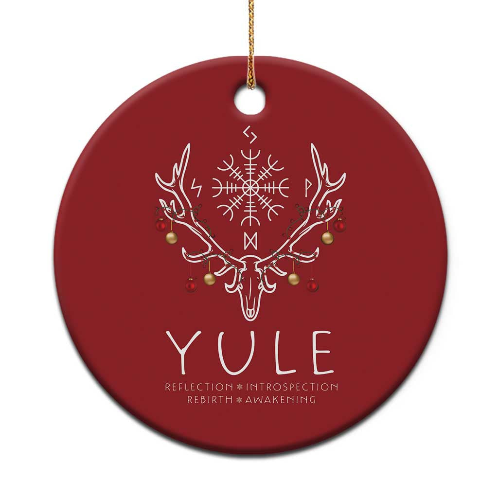 Yule Pagan Christmas Ornament Reflection Introspection Rebirth Awakening Vegvísir Symbol TS11