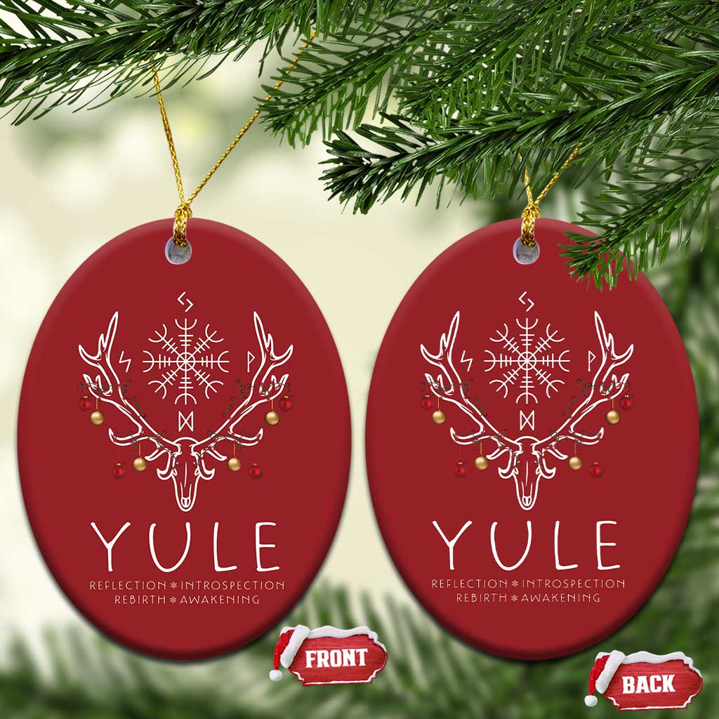 Yule Pagan Christmas Ornament Reflection Introspection Rebirth Awakening Vegvísir Symbol TS11
