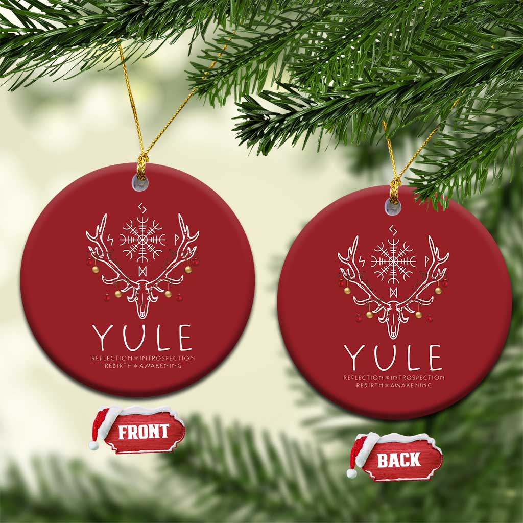 Yule Pagan Christmas Ornament Reflection Introspection Rebirth Awakening Vegvísir Symbol TS11