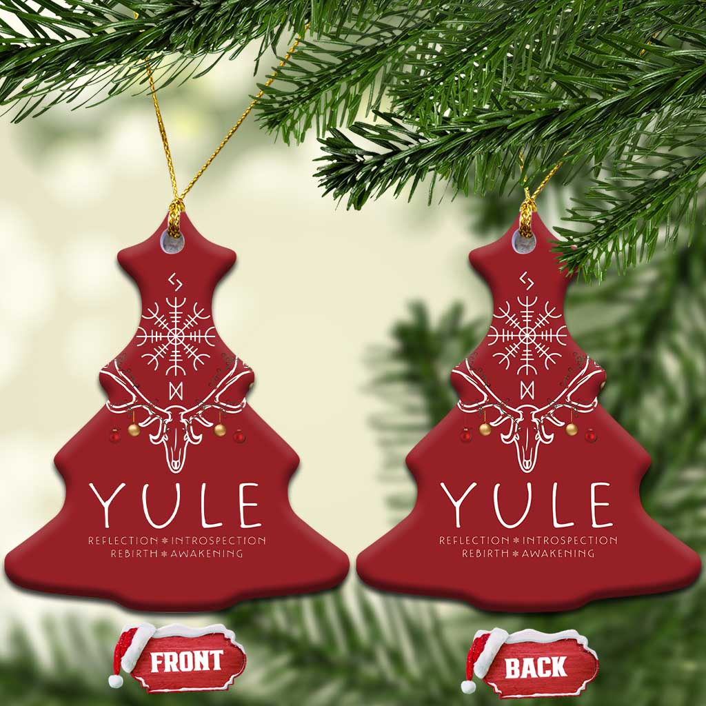 Yule Pagan Christmas Ornament Reflection Introspection Rebirth Awakening Vegvísir Symbol TS11