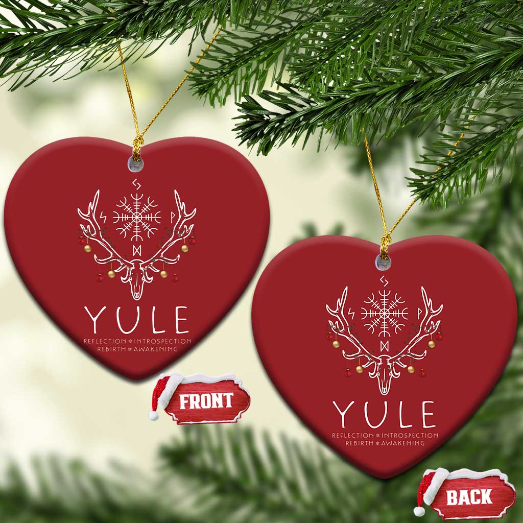 Yule Pagan Christmas Ornament Reflection Introspection Rebirth Awakening Vegvísir Symbol TS11