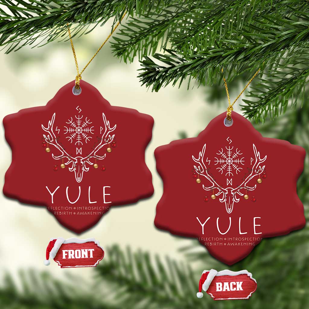 Yule Pagan Christmas Ornament Reflection Introspection Rebirth Awakening Vegvísir Symbol TS11