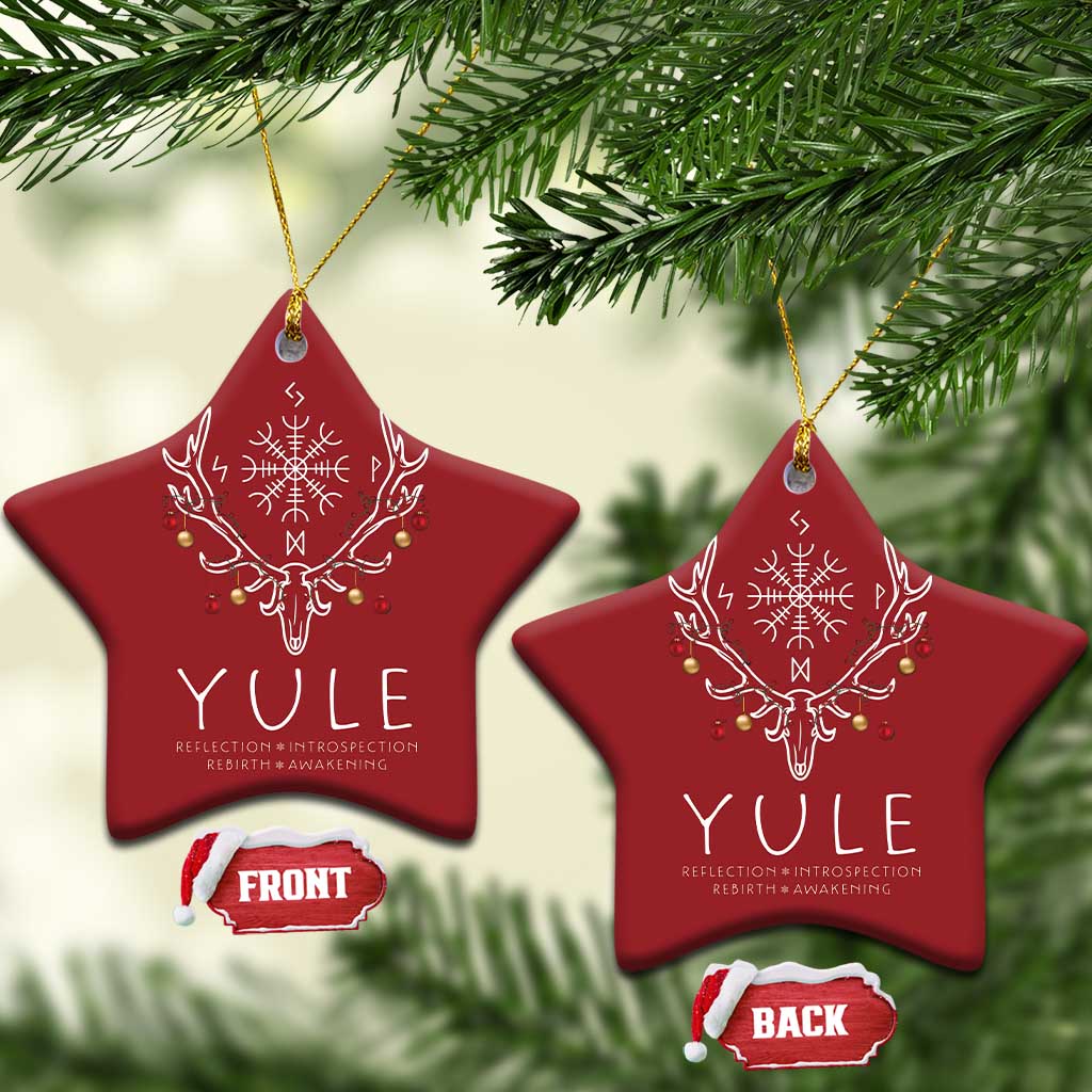 Yule Pagan Christmas Ornament Reflection Introspection Rebirth Awakening Vegvísir Symbol TS11