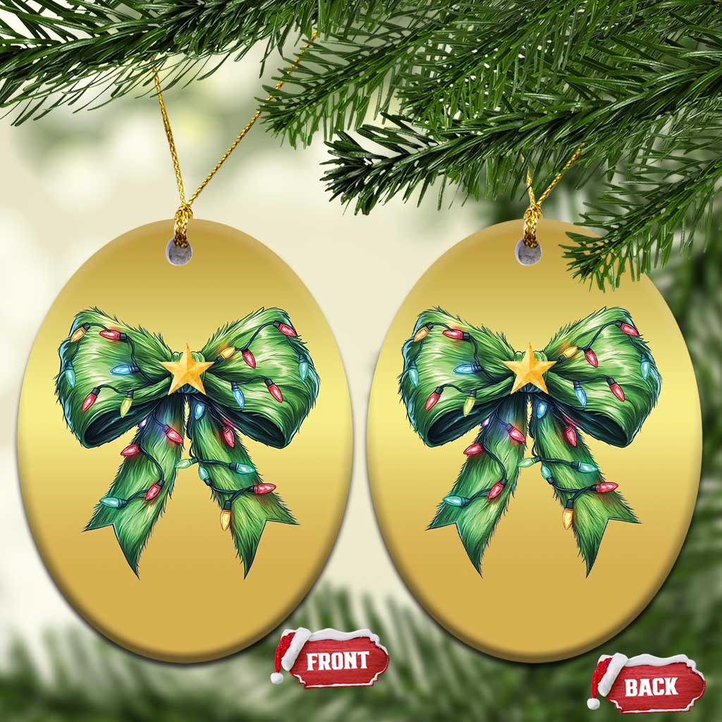 Funny Christmas Coquette Christmas Ornament Green Xmas Tree Bow TS11