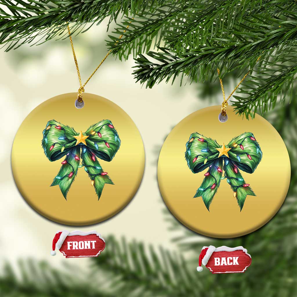 Funny Christmas Coquette Christmas Ornament Green Xmas Tree Bow TS11