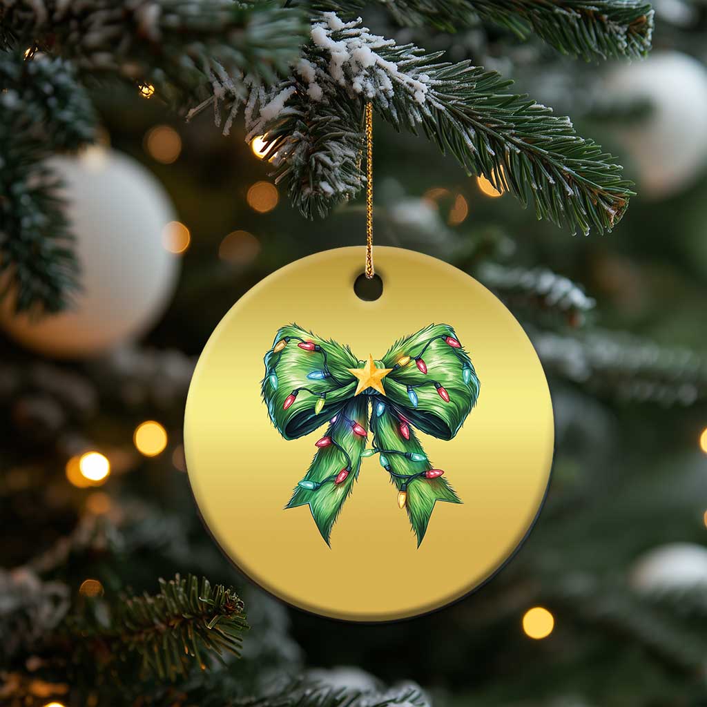 Funny Christmas Coquette Christmas Ornament Green Xmas Tree Bow TS11