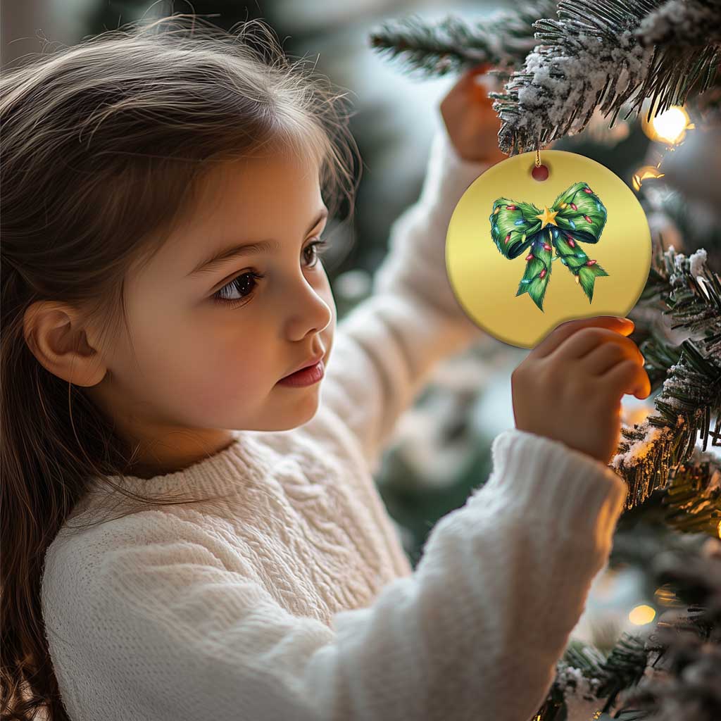 Funny Christmas Coquette Christmas Ornament Green Xmas Tree Bow TS11