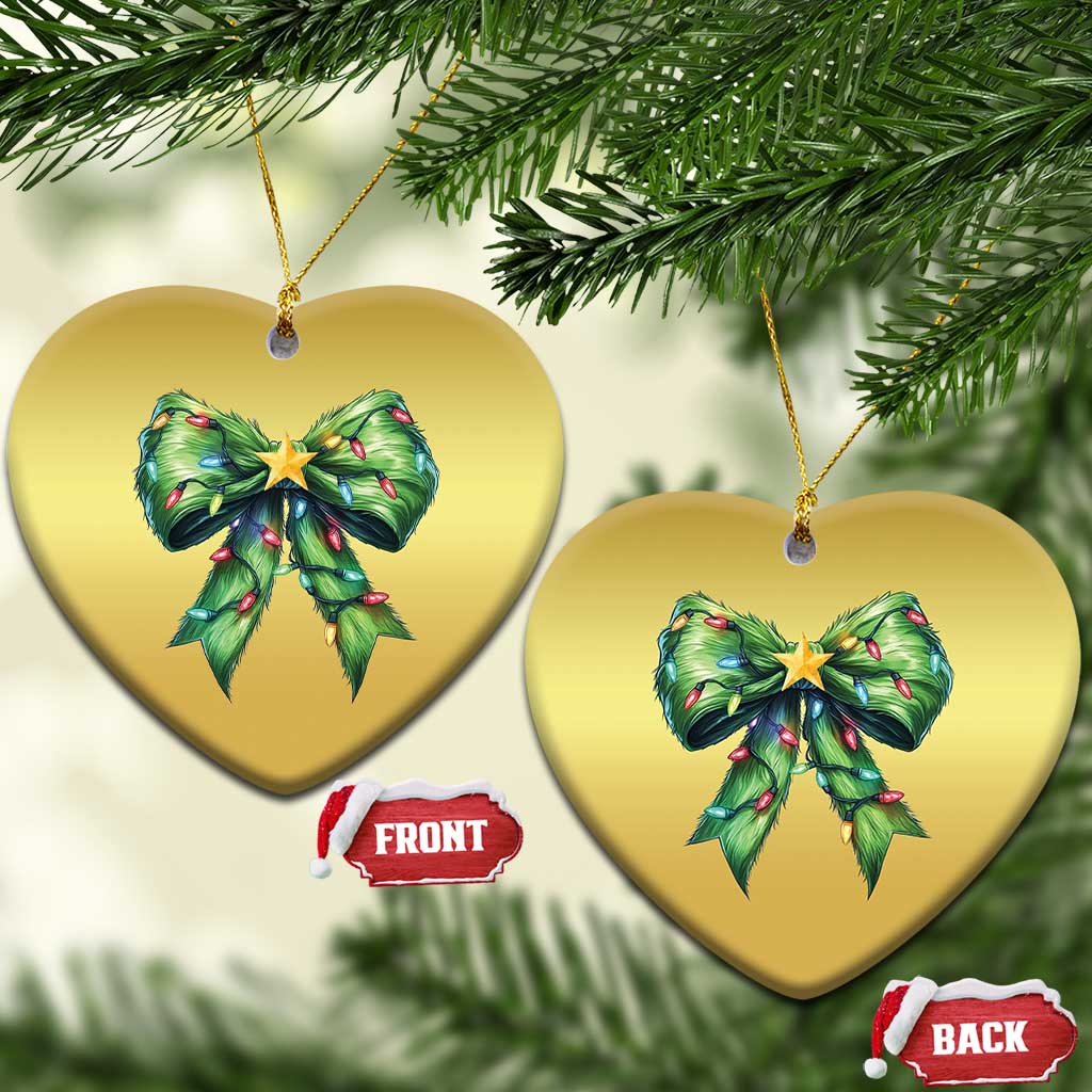 Funny Christmas Coquette Christmas Ornament Green Xmas Tree Bow TS11