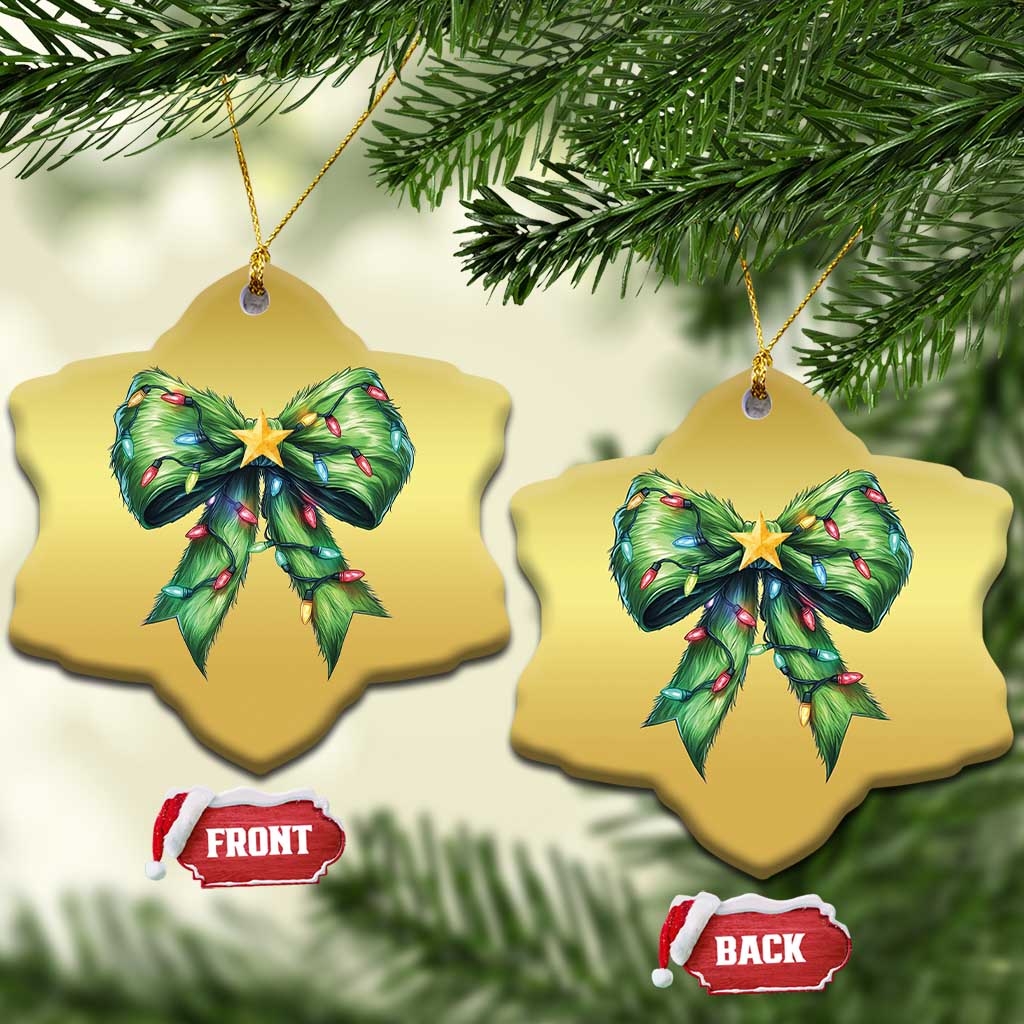 Funny Christmas Coquette Christmas Ornament Green Xmas Tree Bow TS11