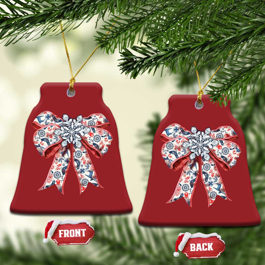 Funny Toile Folk Art Scandinavian Coquette Bow Xmas Christmas Ornament TS11