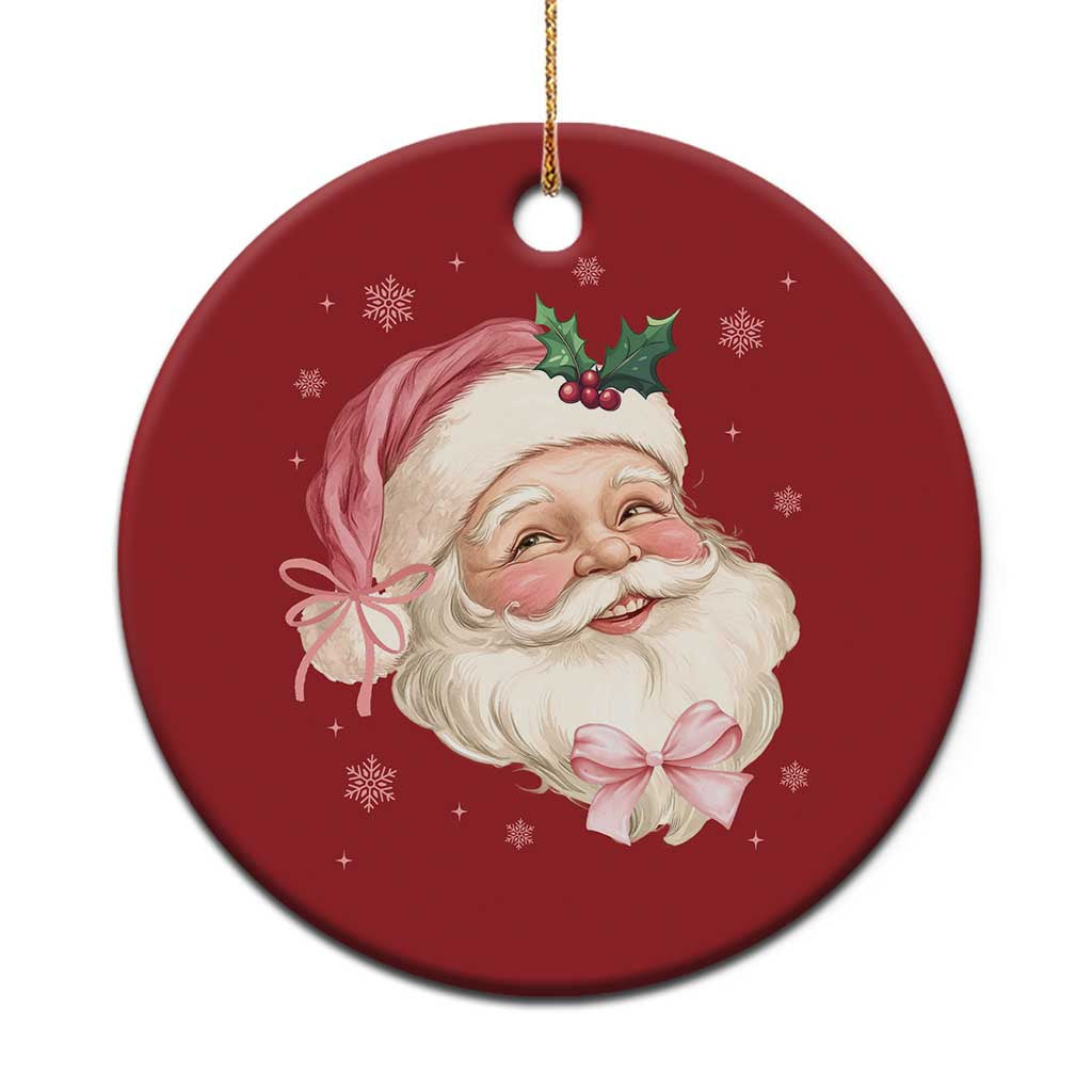 Xmas Coquette Pink Santa Bow Christmas Ornament TS11