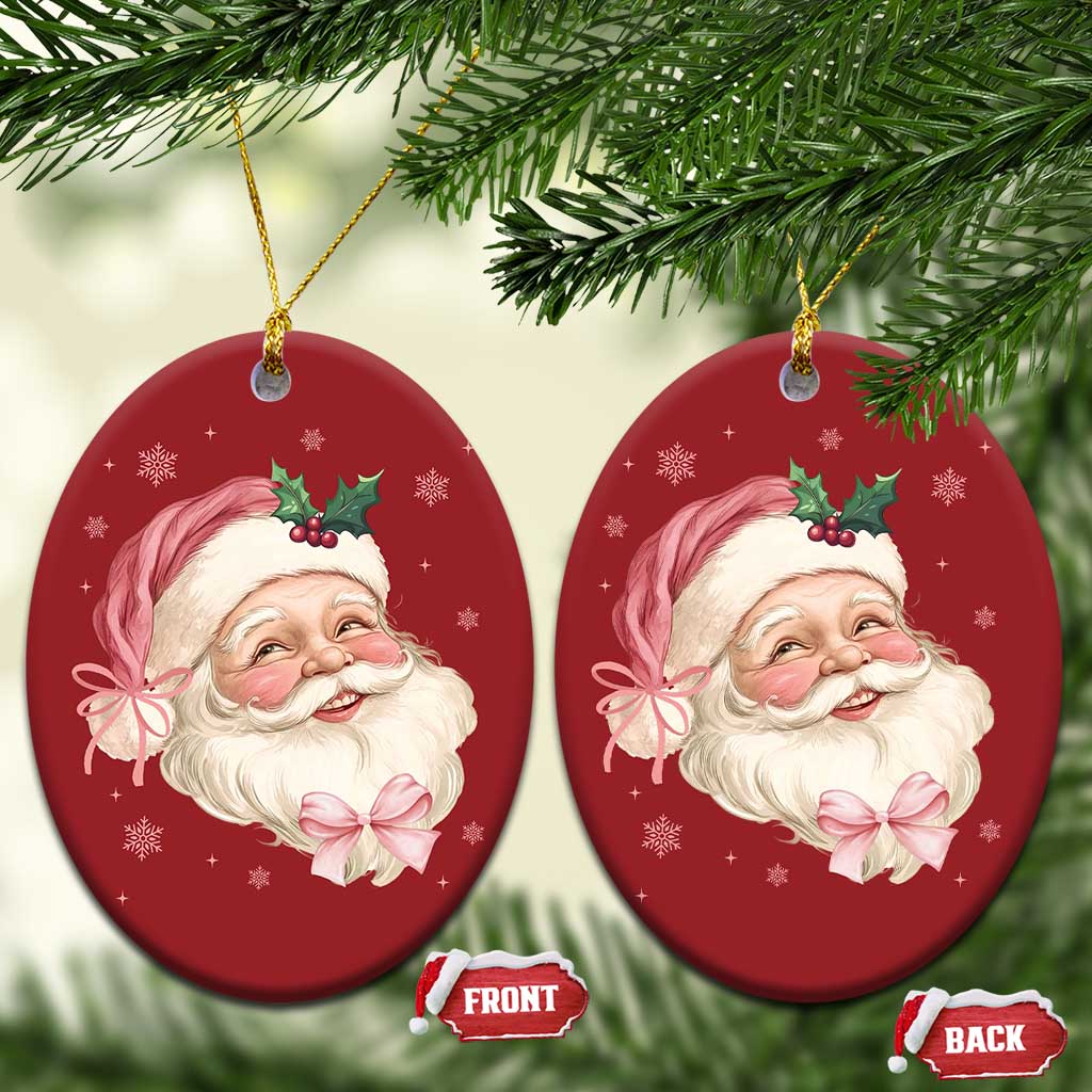Xmas Coquette Pink Santa Bow Christmas Ornament TS11