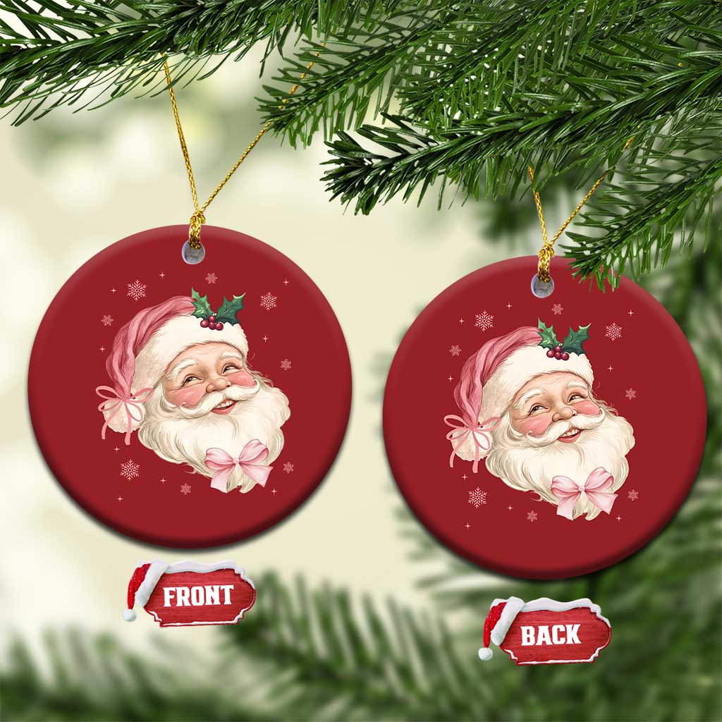 Xmas Coquette Pink Santa Bow Christmas Ornament TS11