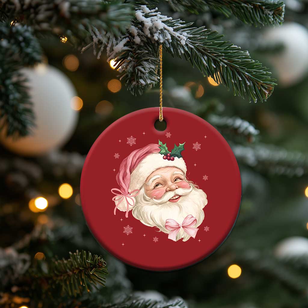 Xmas Coquette Pink Santa Bow Christmas Ornament TS11