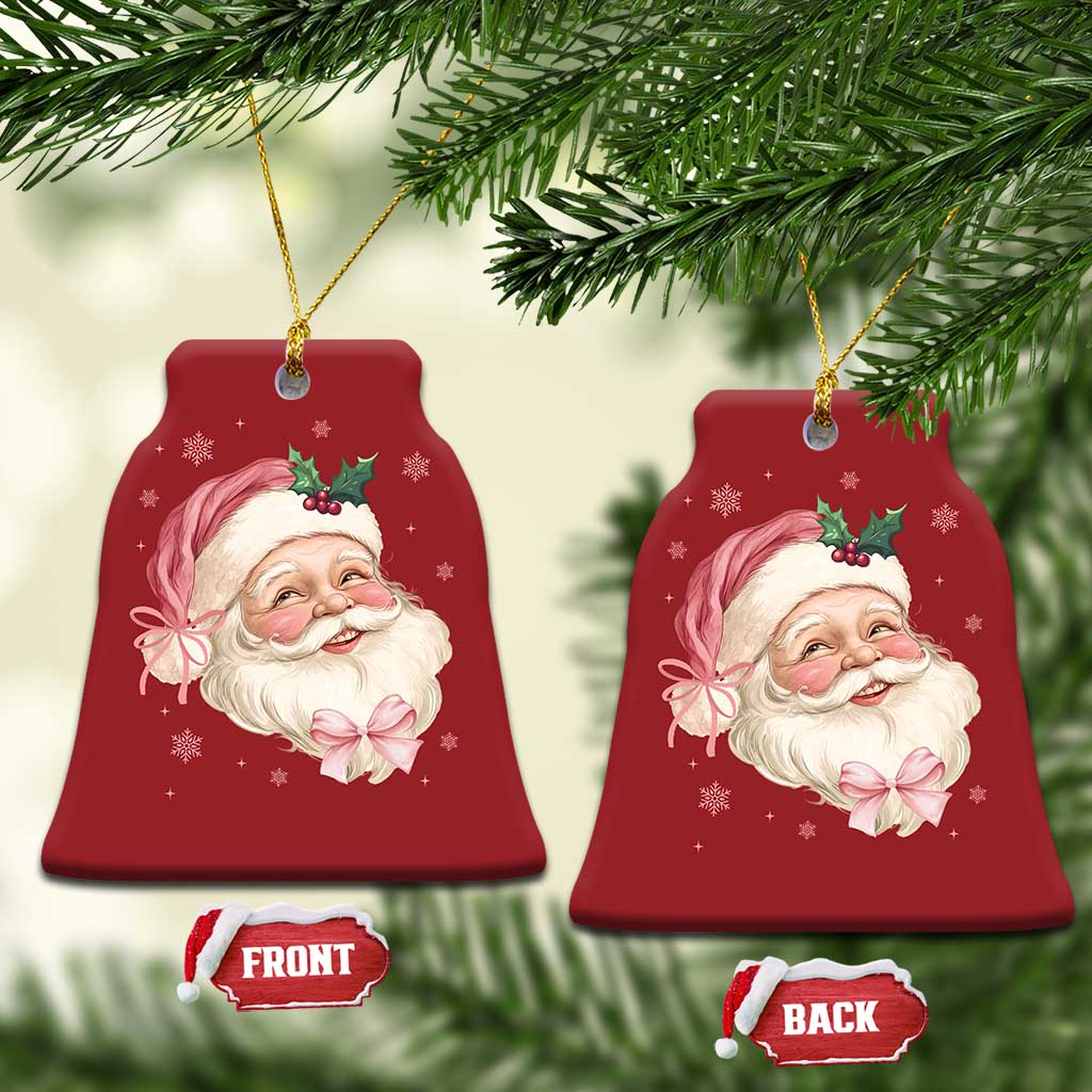 Xmas Coquette Pink Santa Bow Christmas Ornament TS11