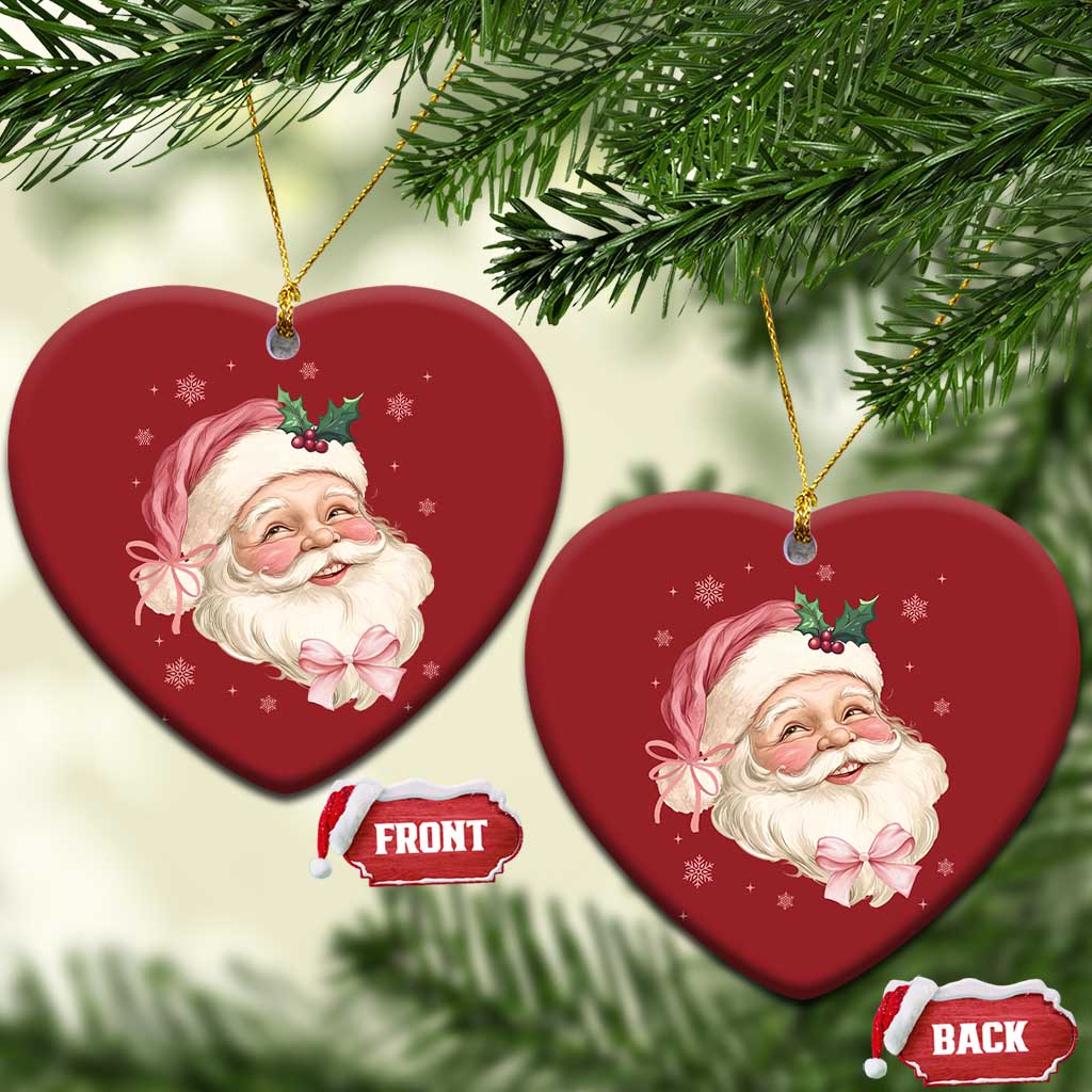 Xmas Coquette Pink Santa Bow Christmas Ornament TS11