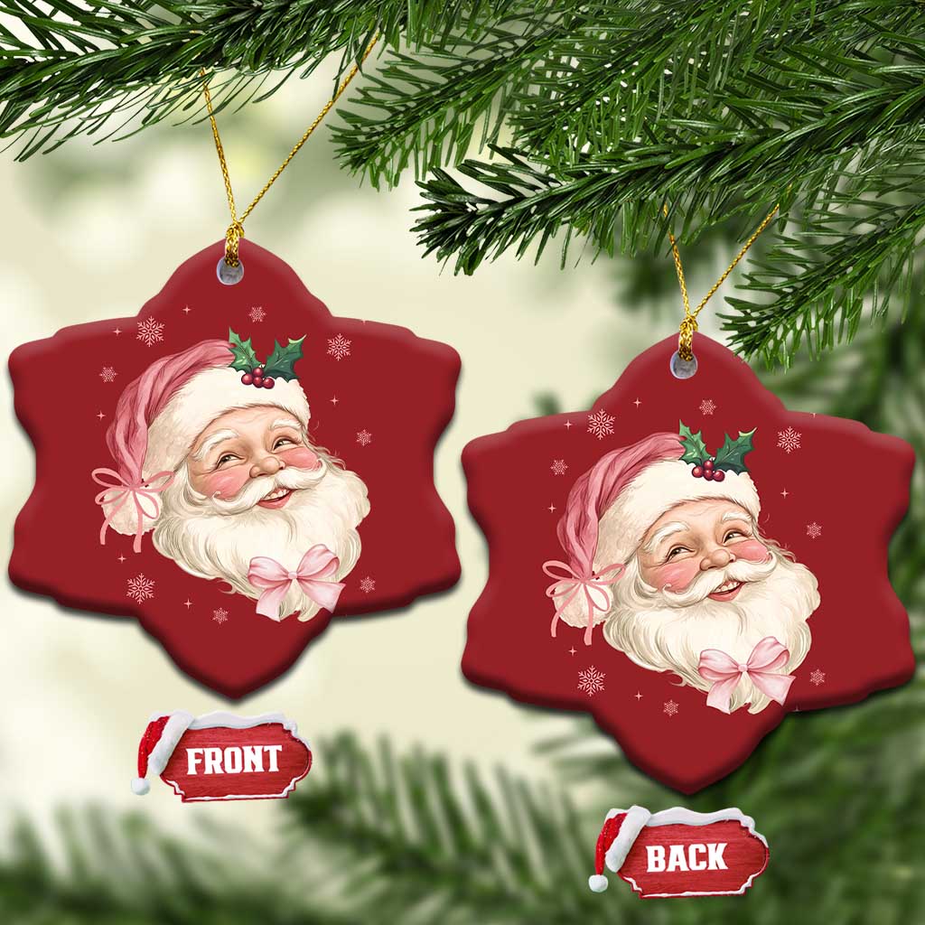 Xmas Coquette Pink Santa Bow Christmas Ornament TS11