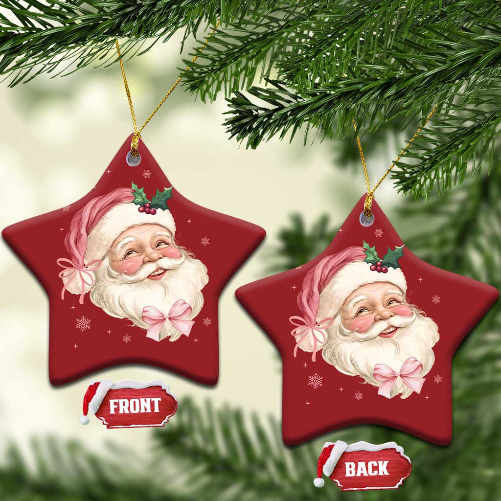 Xmas Coquette Pink Santa Bow Christmas Ornament TS11
