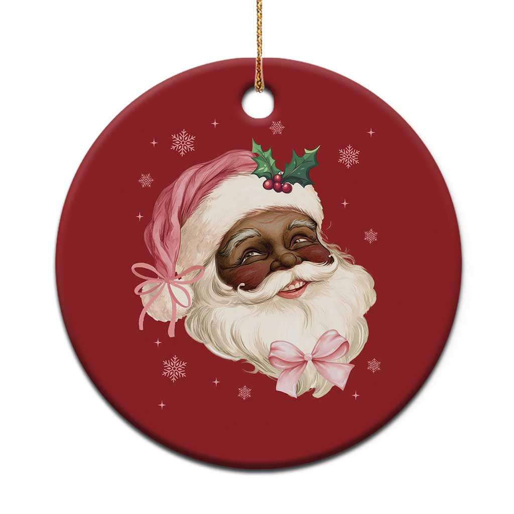 Xmas Coquette Pink Black Santa Bow Christmas Ornament TS11