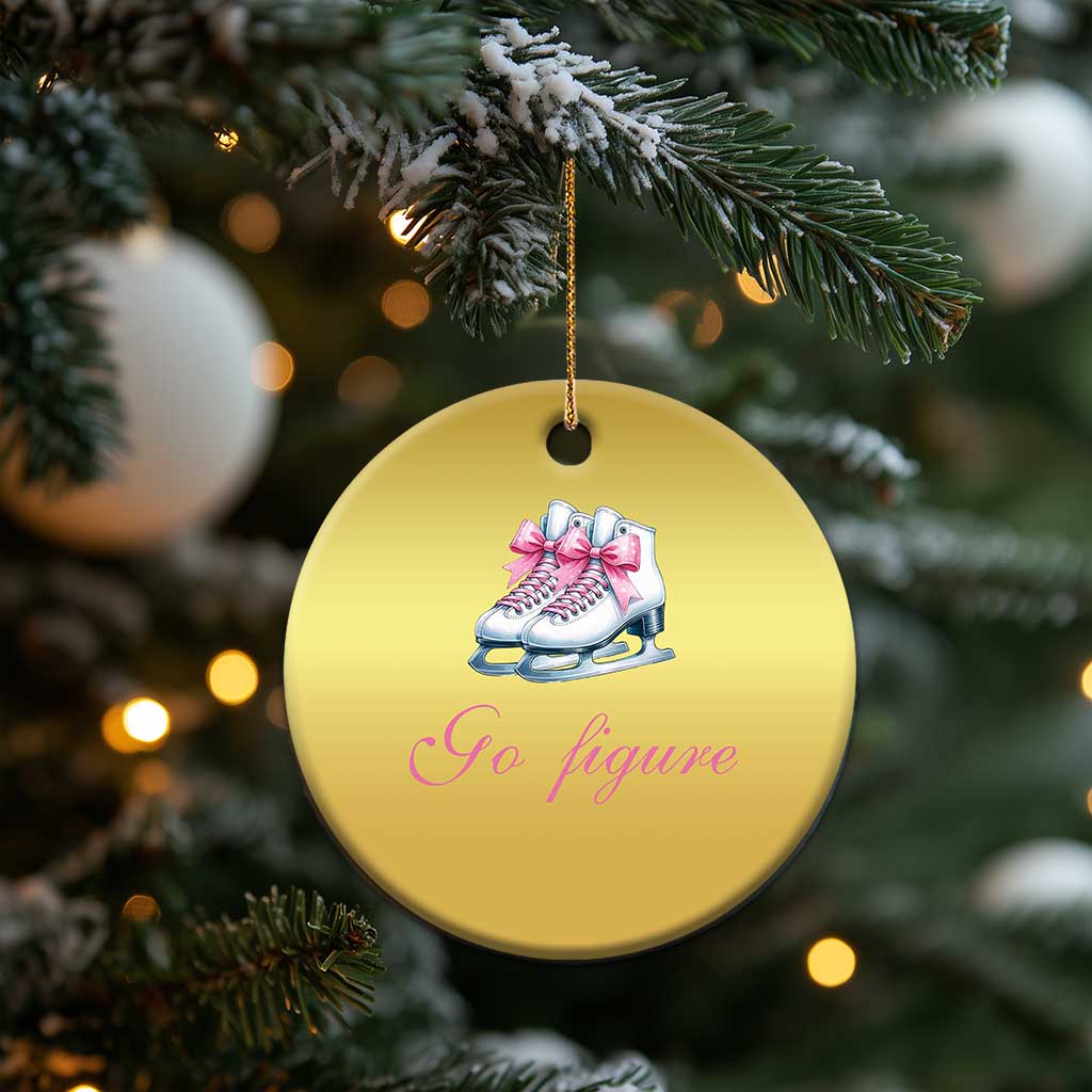 Figure Skater Christmas Ornament Go Figure Coquette Pink Bow Ice Skating TS11