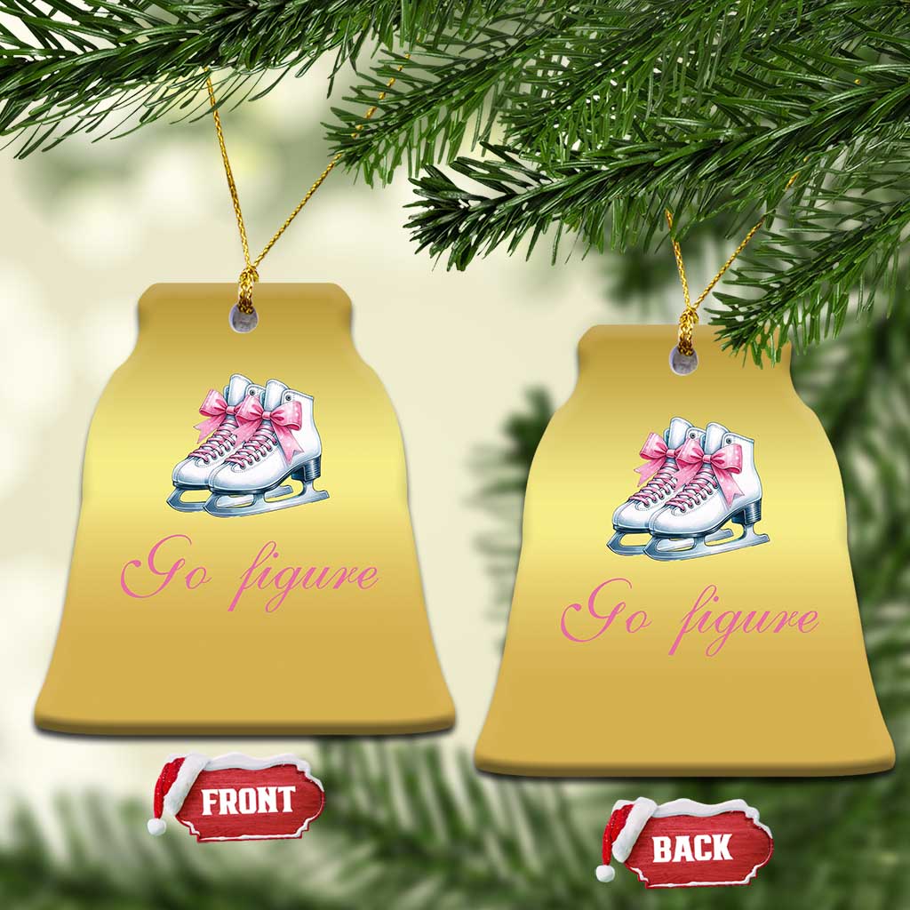Figure Skater Christmas Ornament Go Figure Coquette Pink Bow Ice Skating TS11