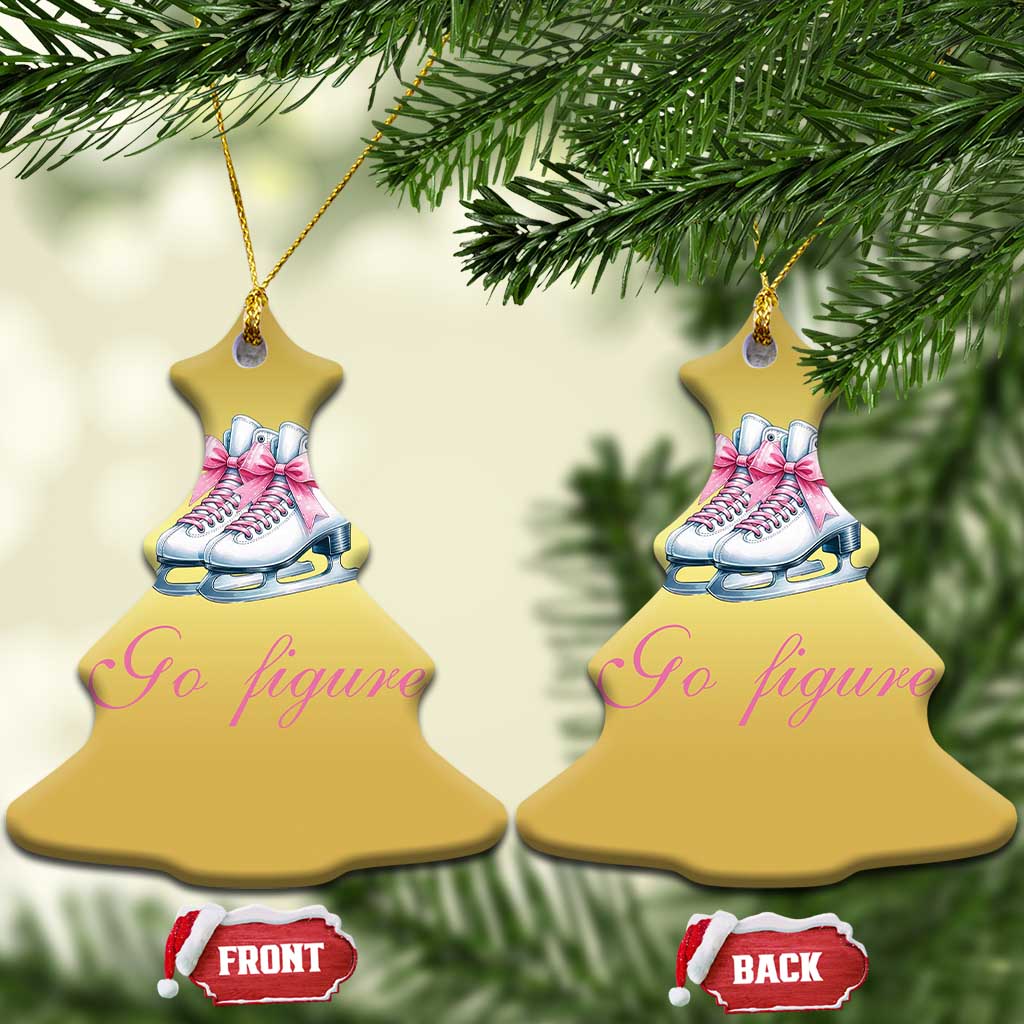 Figure Skater Christmas Ornament Go Figure Coquette Pink Bow Ice Skating TS11