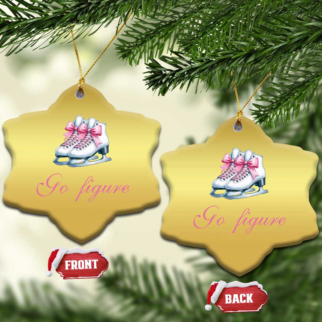 Figure Skater Christmas Ornament Go Figure Coquette Pink Bow Ice Skating TS11
