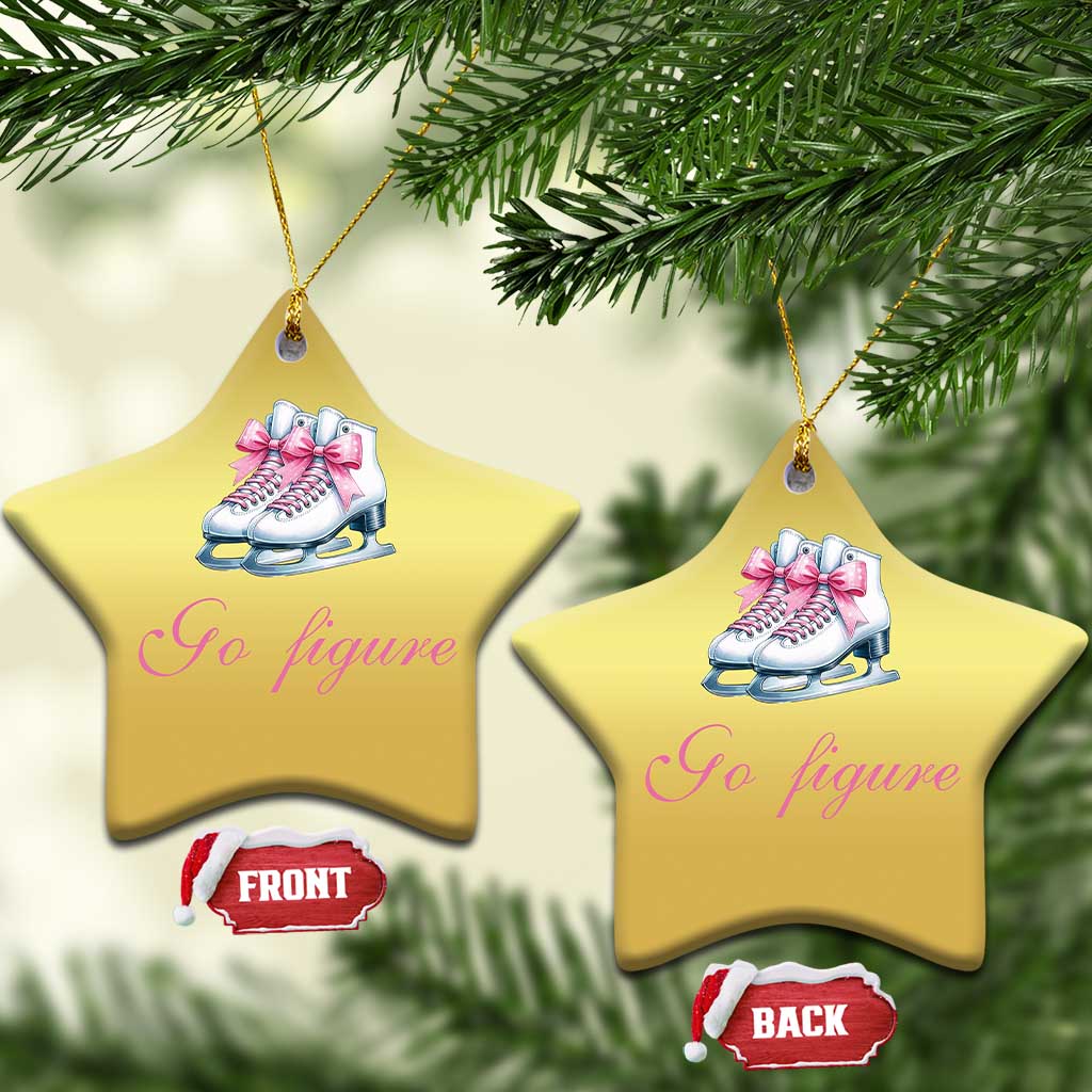 Figure Skater Christmas Ornament Go Figure Coquette Pink Bow Ice Skating TS11