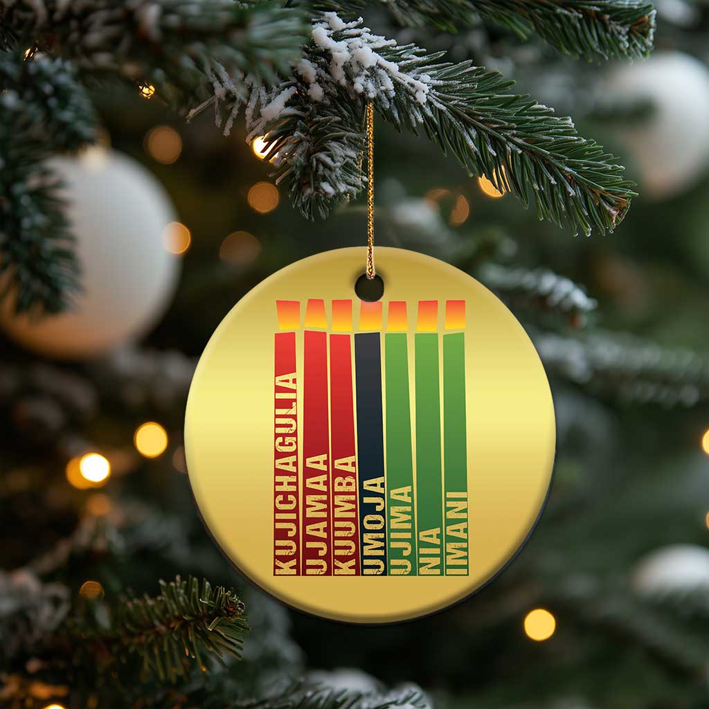 The 7 Principles Of Kwanzaa Christmas Ornament Kinara Candles African Heritage TS11