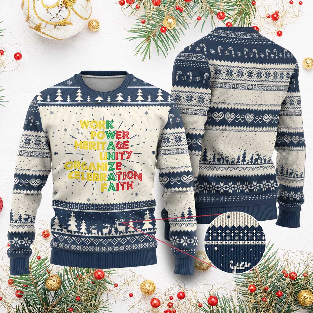 Kwanzaa Ugly Christmas Sweater Work Power Heritage Unity Organize Celebration Faith Xmas African American TS11