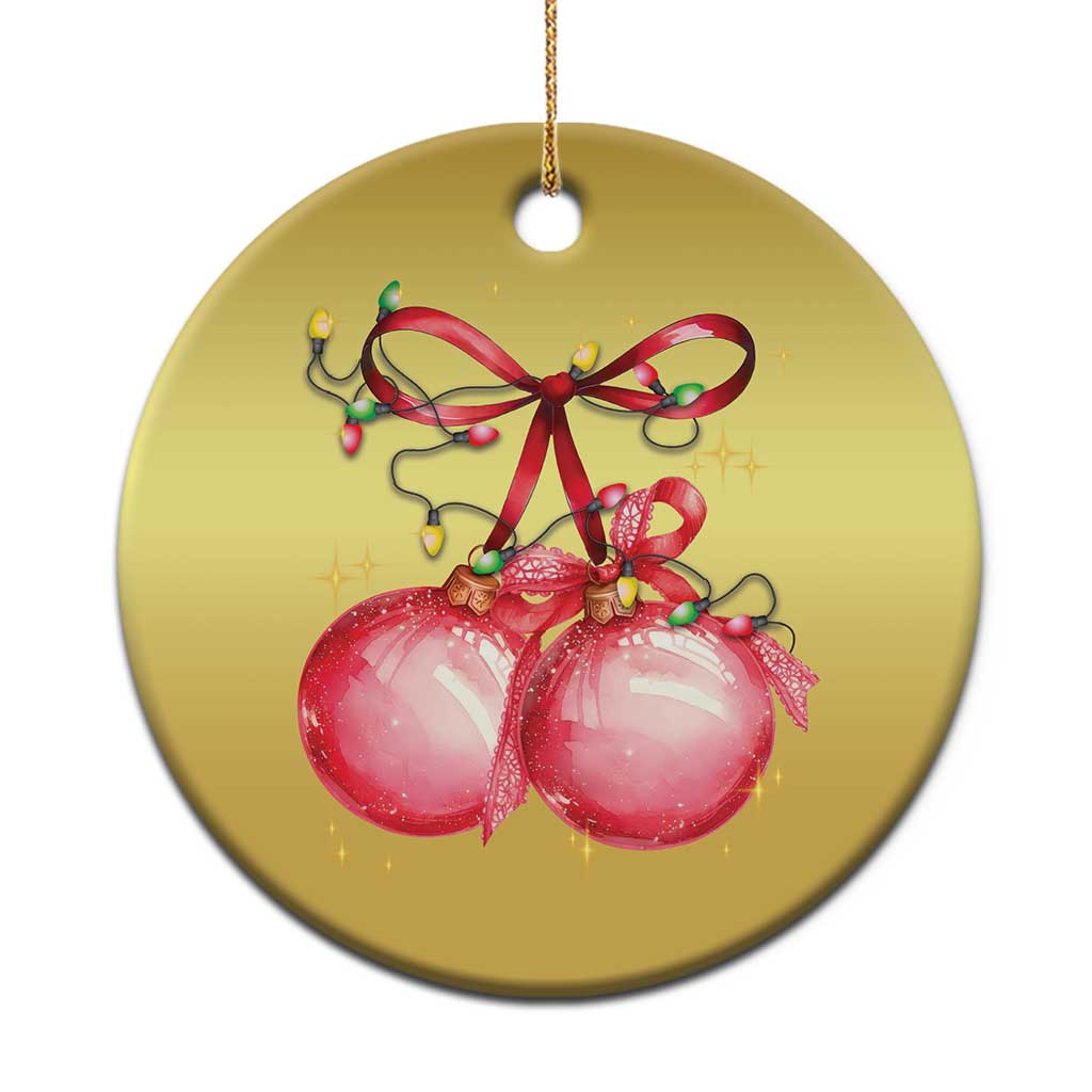 Xmas Coquette Pink Baubles Bow Christmas Ornament TS11