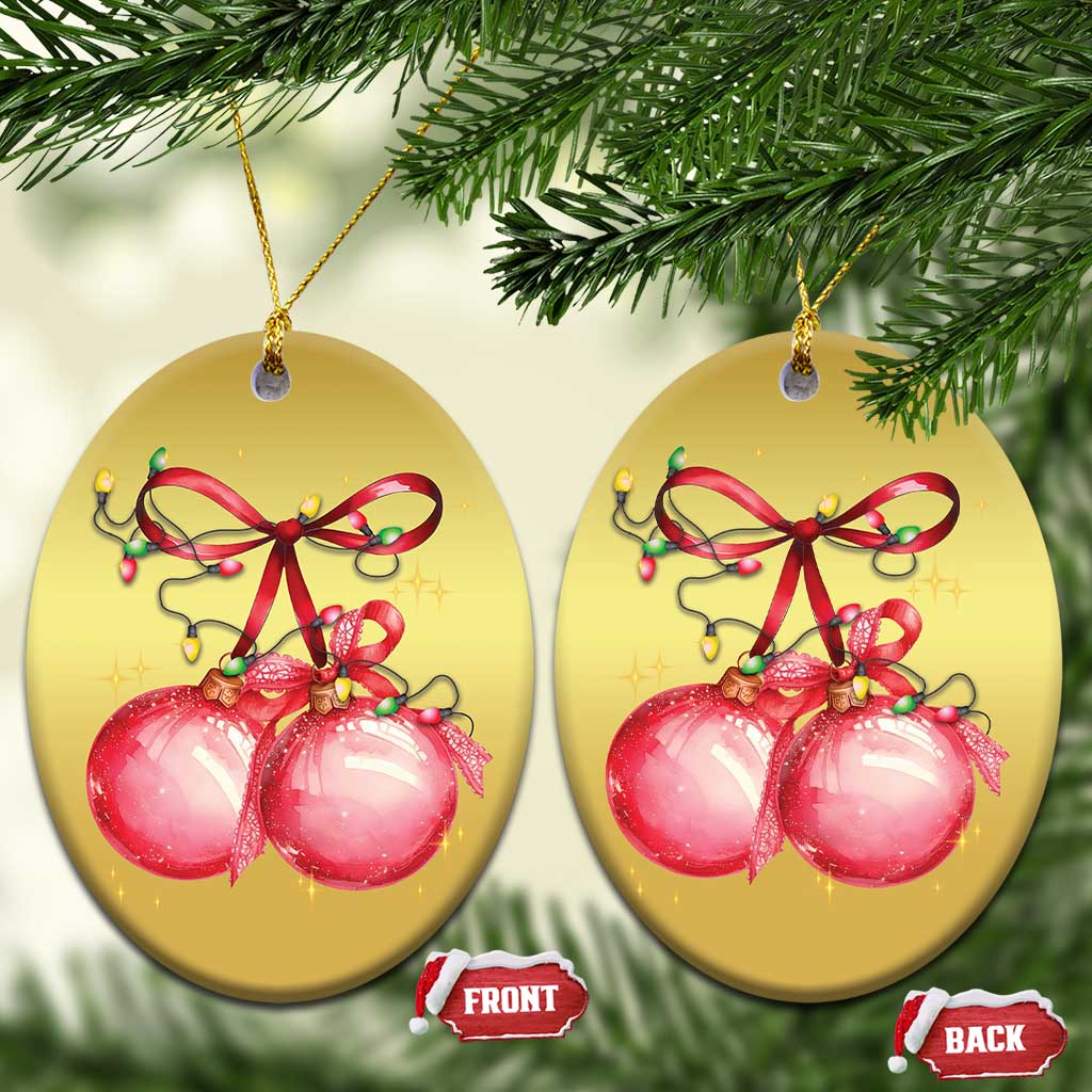 Xmas Coquette Pink Baubles Bow Christmas Ornament TS11