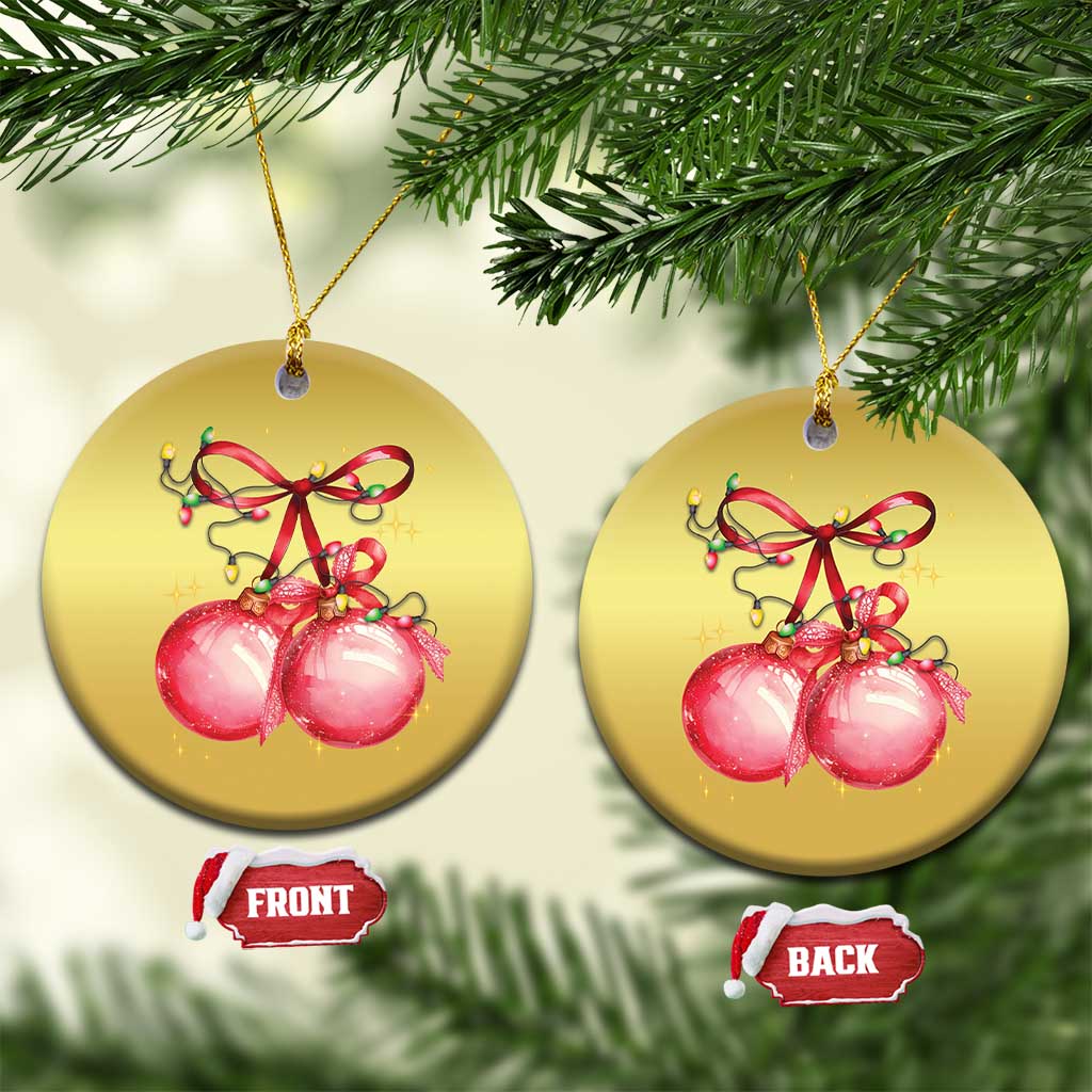 Xmas Coquette Pink Baubles Bow Christmas Ornament TS11