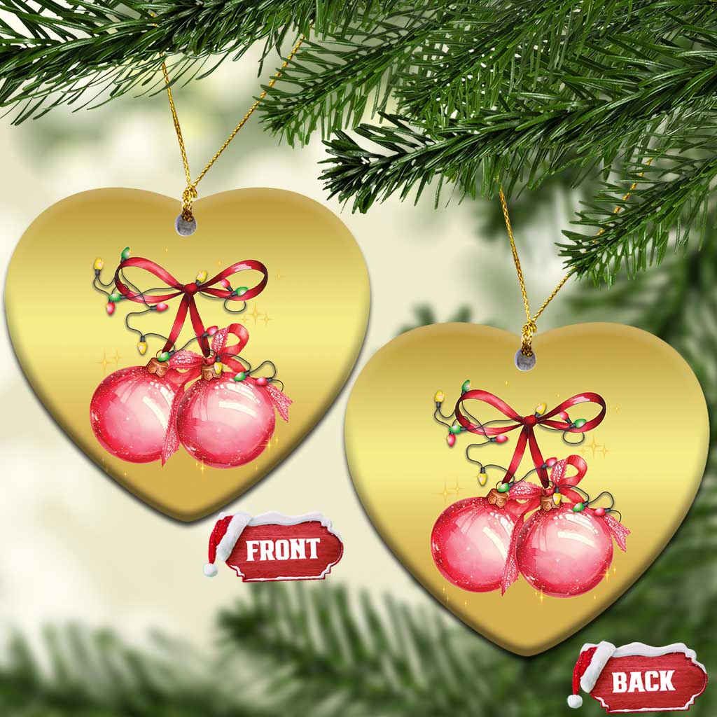 Xmas Coquette Pink Baubles Bow Christmas Ornament TS11