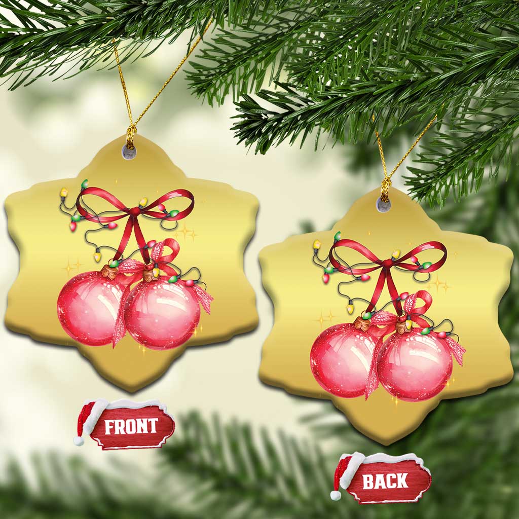 Xmas Coquette Pink Baubles Bow Christmas Ornament TS11