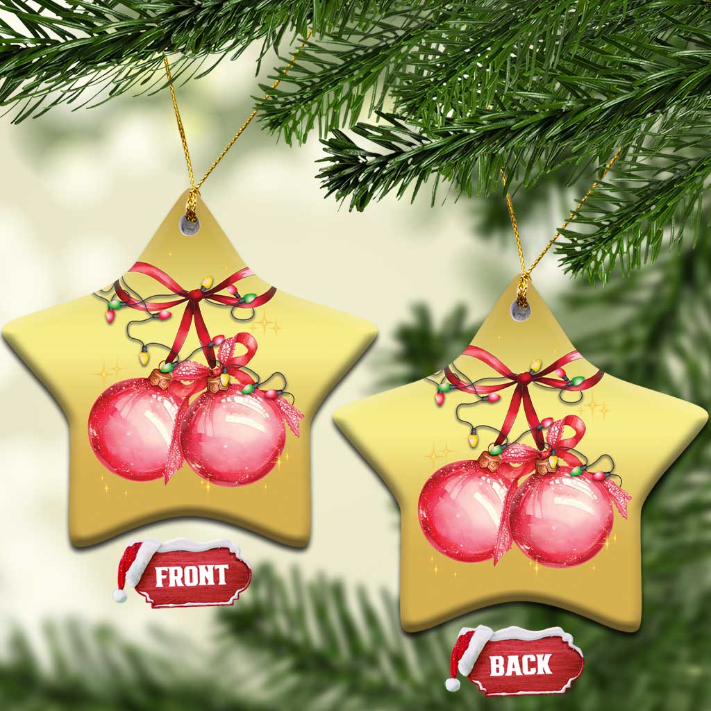 Xmas Coquette Pink Baubles Bow Christmas Ornament TS11