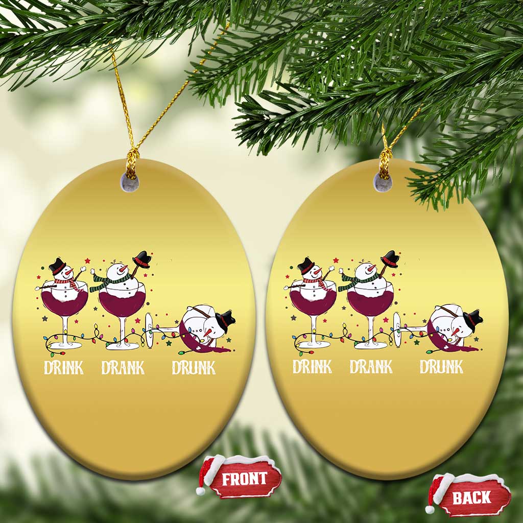 Funny Xmas Wine Christmas Ornament Drink Drank Drunk Snowman Xmas TS11