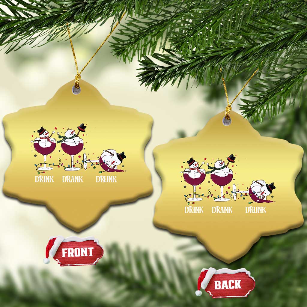 Funny Xmas Wine Christmas Ornament Drink Drank Drunk Snowman Xmas TS11