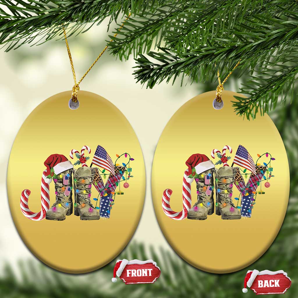 Xmas Veterans Christmas Ornament Joy Candy Cane American Flag TS11