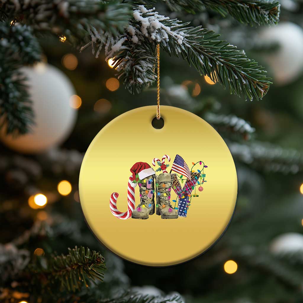 Xmas Veterans Christmas Ornament Joy Candy Cane American Flag TS11