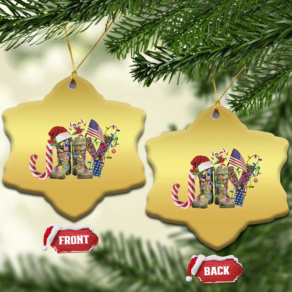 Xmas Veterans Christmas Ornament Joy Candy Cane American Flag TS11